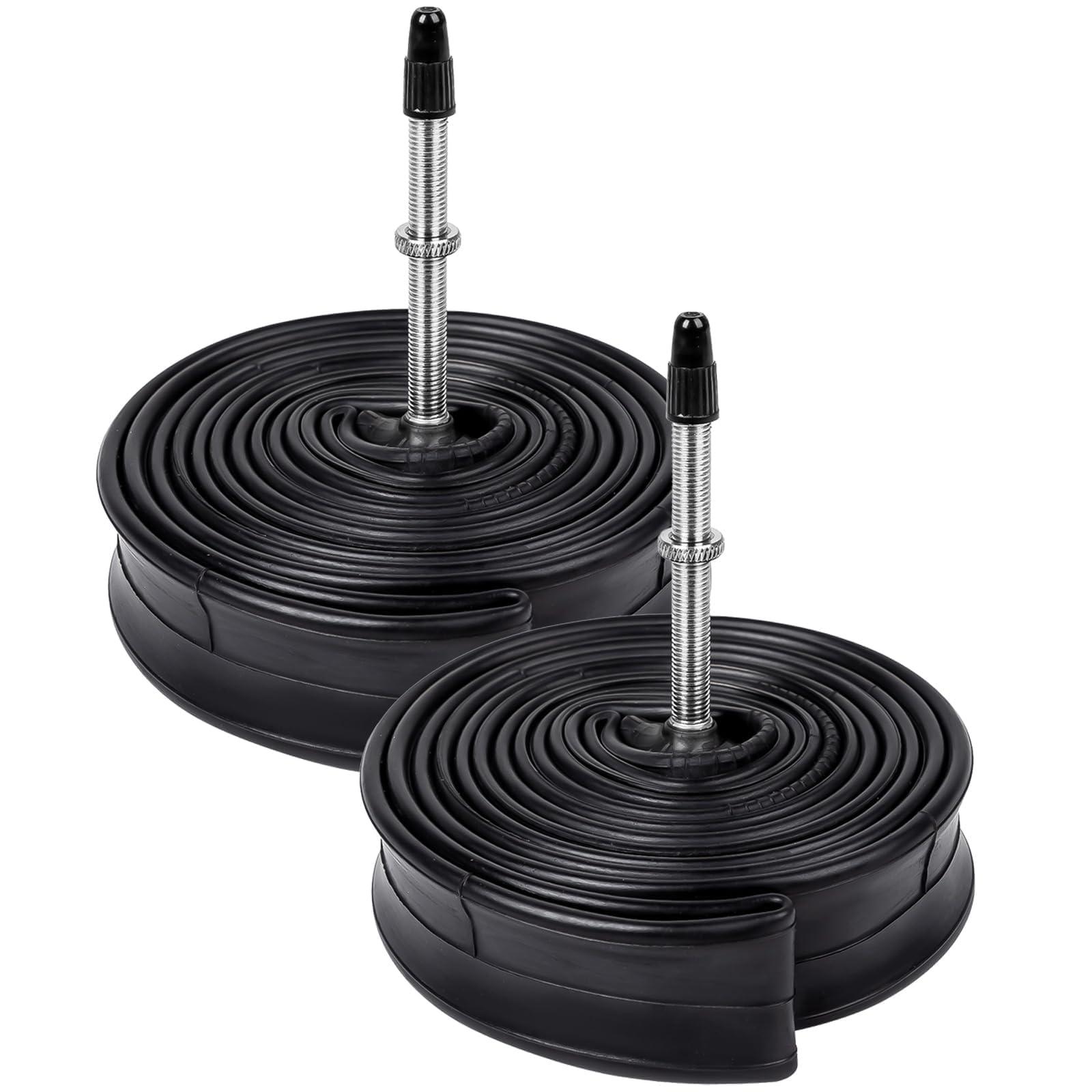 YunSCM 700C Heavy Duty Bike Tubes 700x25C/26C/28C/32C FV60 Presta Valve (25/34-622) 700C Bicycle Inner Tubes Compatible with 700x25C 700x26C 700x27C 700x28C 700x30C 700x32C 700x34C Bike Tire Tubes 2-PCS