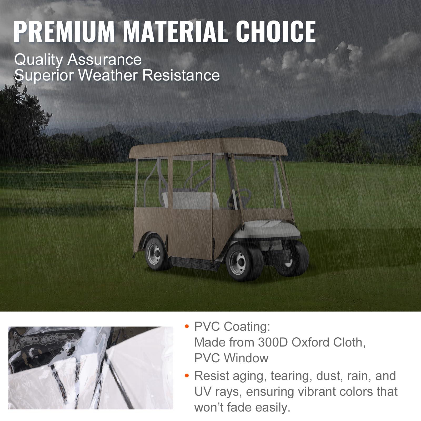 Happybuy Happybuy Golf Cart Enclosure, 4-Person Golf Cart Cover, 4-Sided Fairway Deluxe, 300D Waterproof Driving Enclosure with Transparent Windows, Fit for EZGO, Club Car, Yamaha Cart (Roof Up to 78.7''L)