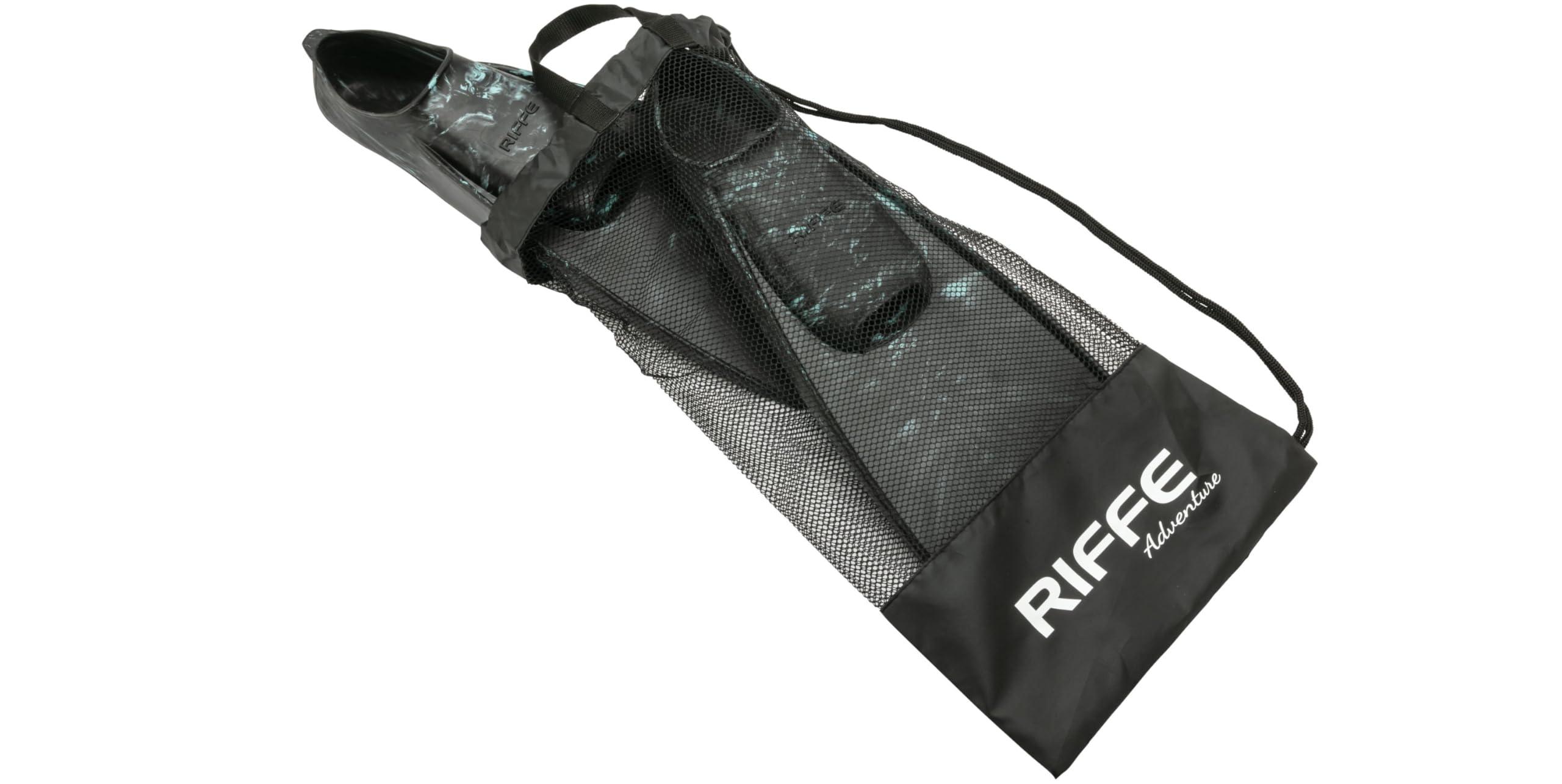 Riffe Riffe Kicks Rubber Swim Fins (Black/Blue Swirl, 39/40 (7-8))