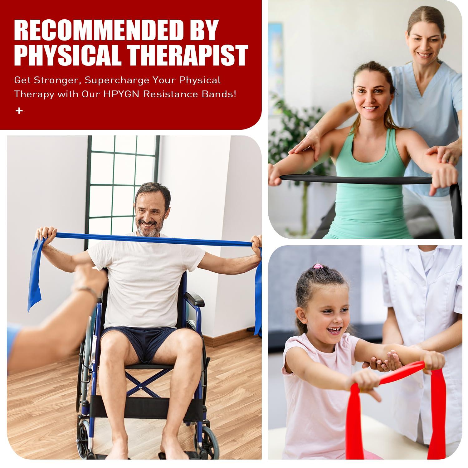 HPYGN HPYGN Resistance Bands, Elastic Exercise Bands Set for Recovery, Physical Therapy, Yoga, Pilates, Rehab, Fitness, Strength Training, Elastic Bands with 3 Resistance Levels, Home Workouts