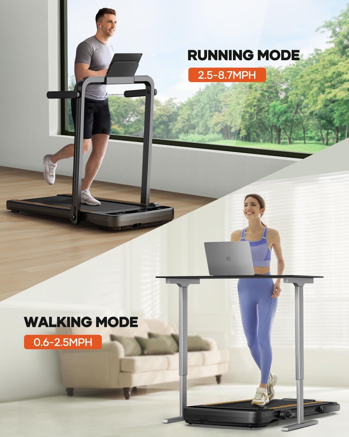 HomeTro HomeTro 3.0HP Foldable Compact Treadmill,2 in 1 Walking Pad & Jogging Machine for Home/Office,Dual LED Touch Screens Folding Under Desk Motorized Treadmills 265lbs, App& Remote Control,Assembly-Free