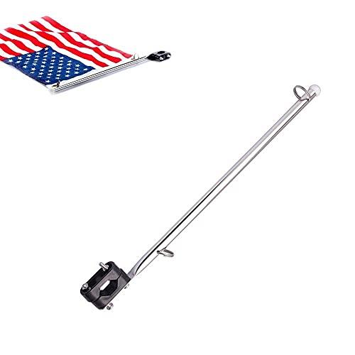 Hoffen 2 PCS Stainless Steel Rail Mount Boat Pulpit Staff, boat yacht marine flag pole(7/8\" - 1\")