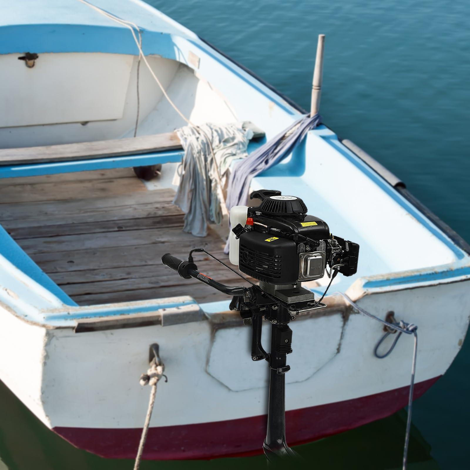 TBVECHI TBVECHI Outboard Motor, 4 Stroke 3 HP Outboard Trolling Motor, Air Cooling Gasoline Heavy Duty Fishing Boat Engine for Fishing Aquaculture Outdoor