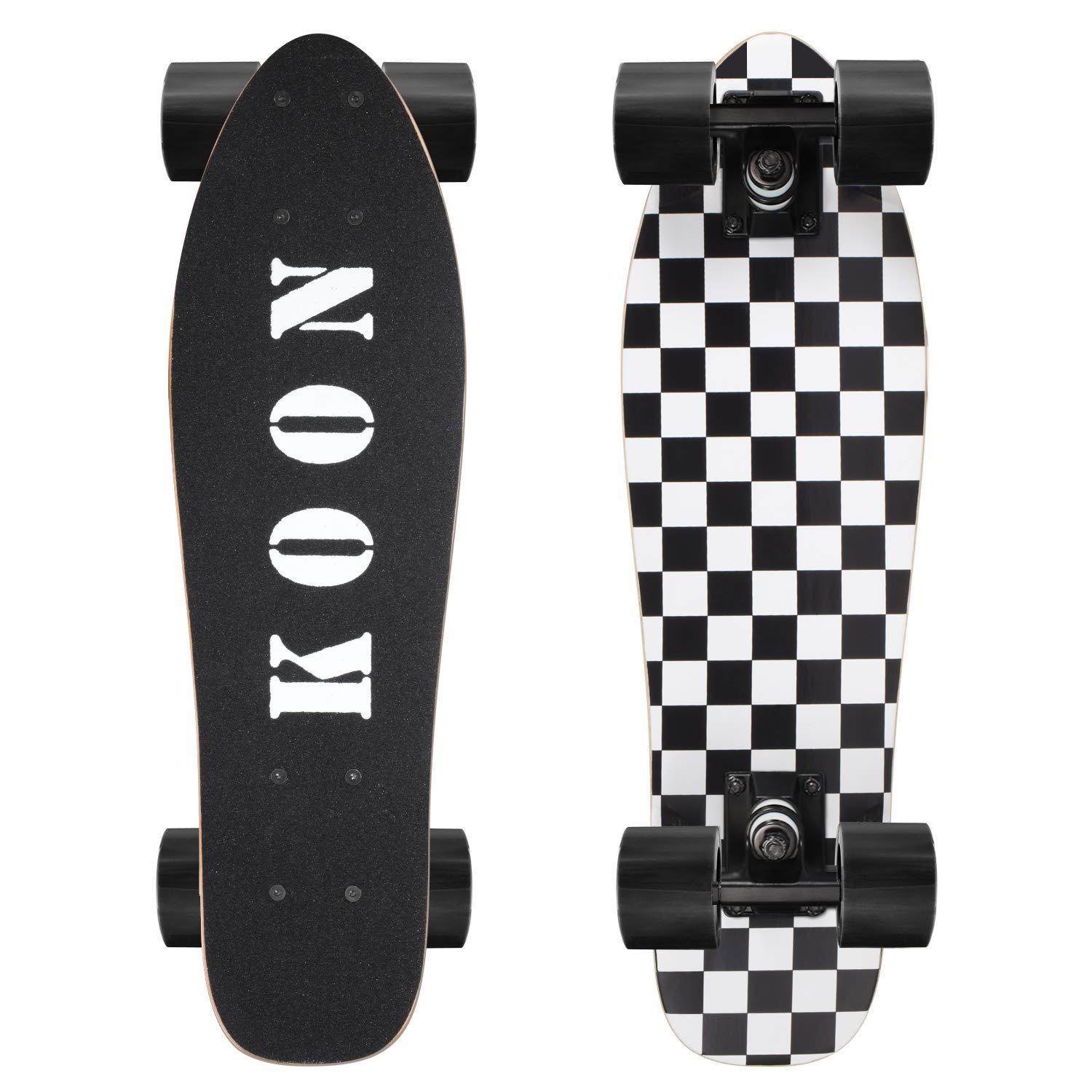 KO-ON KO-ON Skateboard Complete Skateboards 27 Inch Mini Cruiser Skateboards for Beginners Kids Boys and Girls (Check)