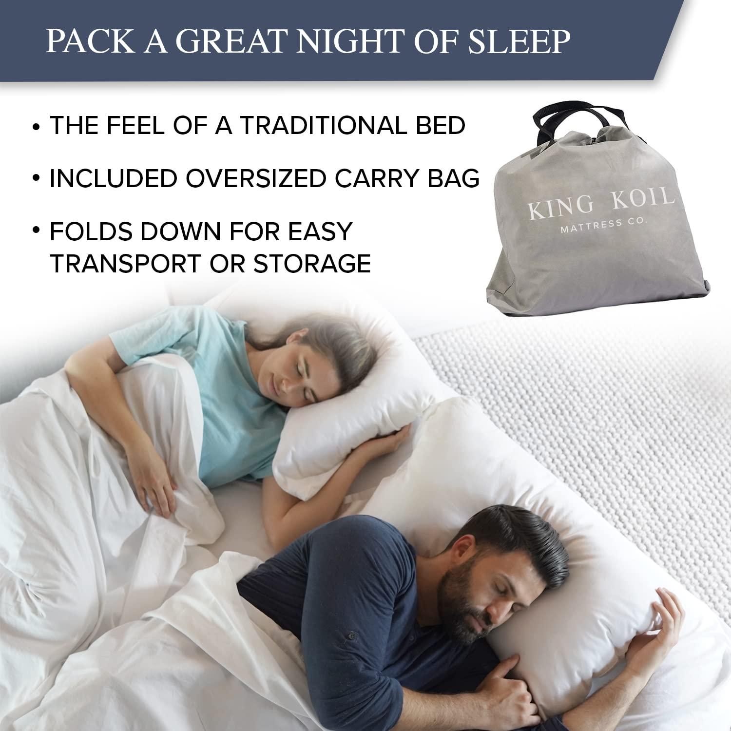 King Koil King Koil Pillow Top Plush Full Size Air Mattress with Built-in Pump for Home, Camping & Guests, 16" Inflatable Airbed Luxury Double High Adjustable Blow Up Bed, Waterproof, 1-Year Warranty