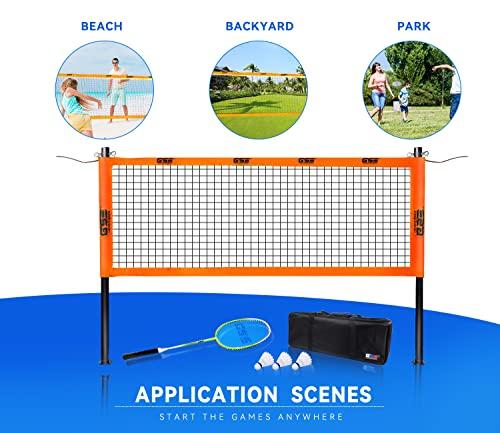 GSE Games & Sports Expert GSE Badminton Sets with Net, Portable Complete Badminton Sets for backyards with net with 4 Rackets,Portable Badminton Net,3 Birdies