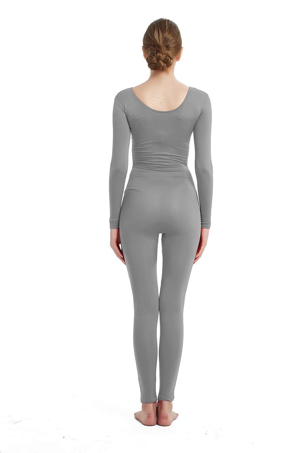 Full Bodysuit Full Bodysuit Womens Long Sleeve One Piece Jumpsuit Spandex Zentai Unitard (Small, Grey)