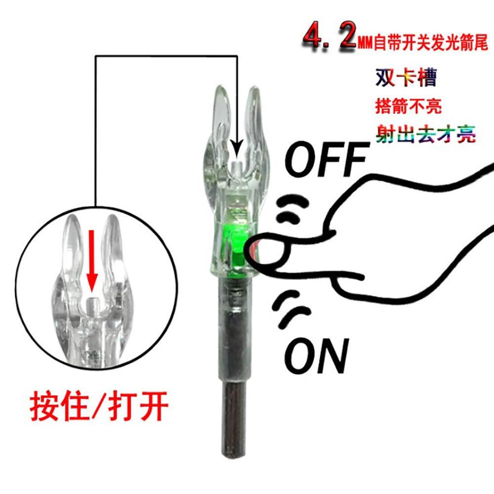 SHARROW SHARROW Archery Arrows Nock LED Lighted Nocks Hunting Shooting Luminous Lighted Compound Recurve Bow Glowing Arrow Nock Tail Fit 4.2mm Arrow Shaft 6pcs (Green)