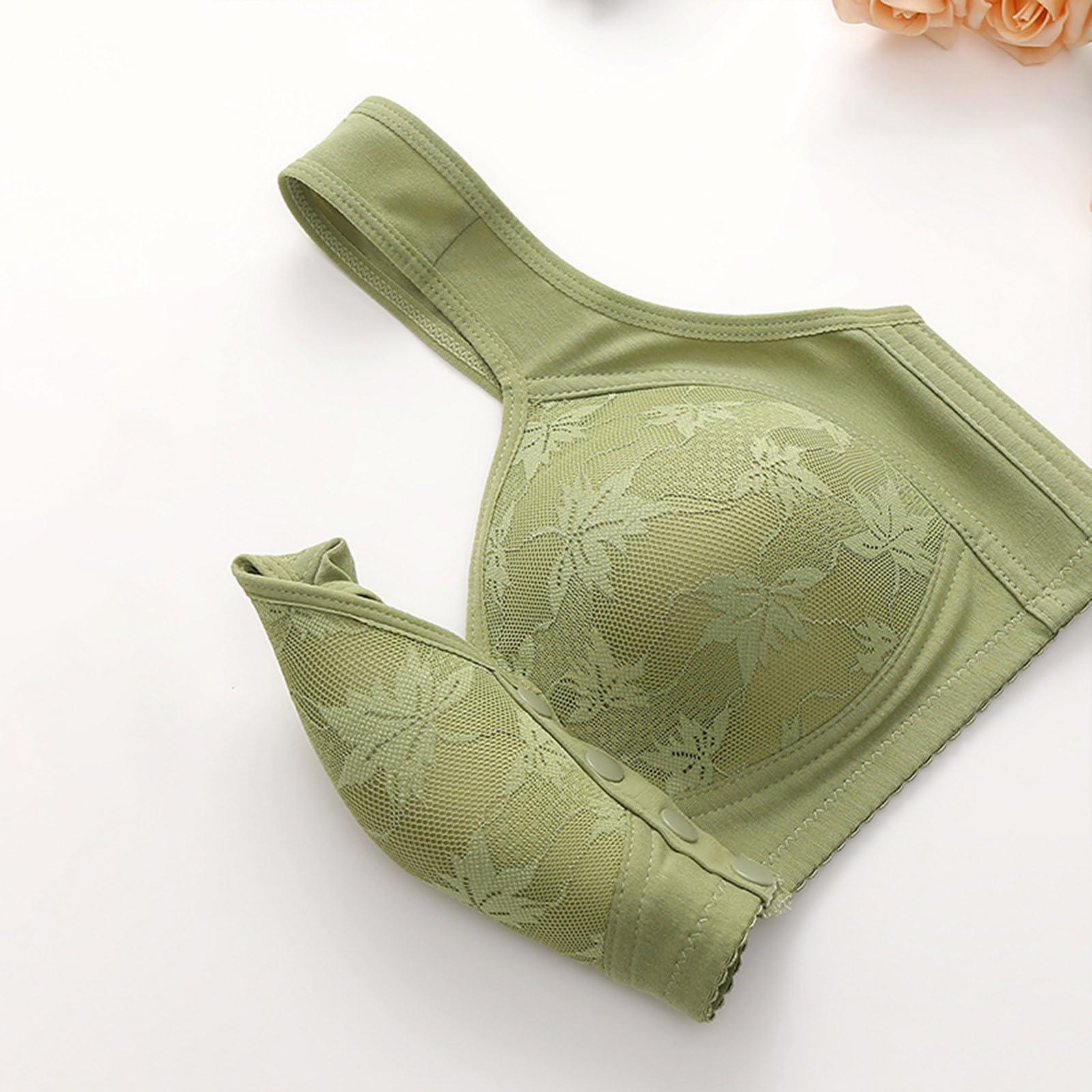 asntrgd Daisy Bras for Women Plus Size Wireless Front Button Closure Lace Bra Push Up Full Support Breathable Bralettes