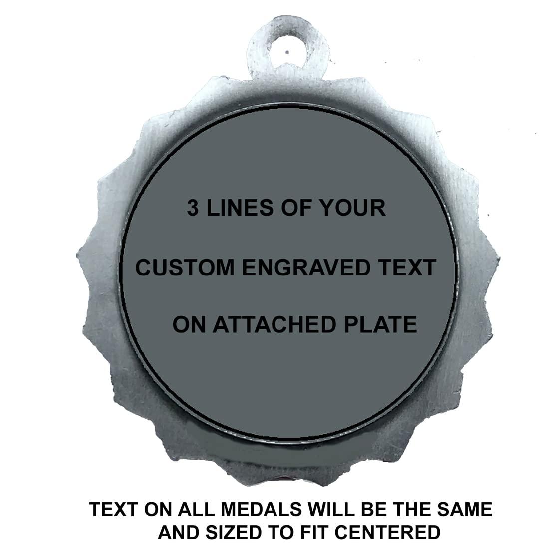 Express Medals Express Medals Custom Soccer Silver Medal Trophy Award with Neck Ribbon & Attached Engraved Plate on Back LAZD214-EG180 1PK