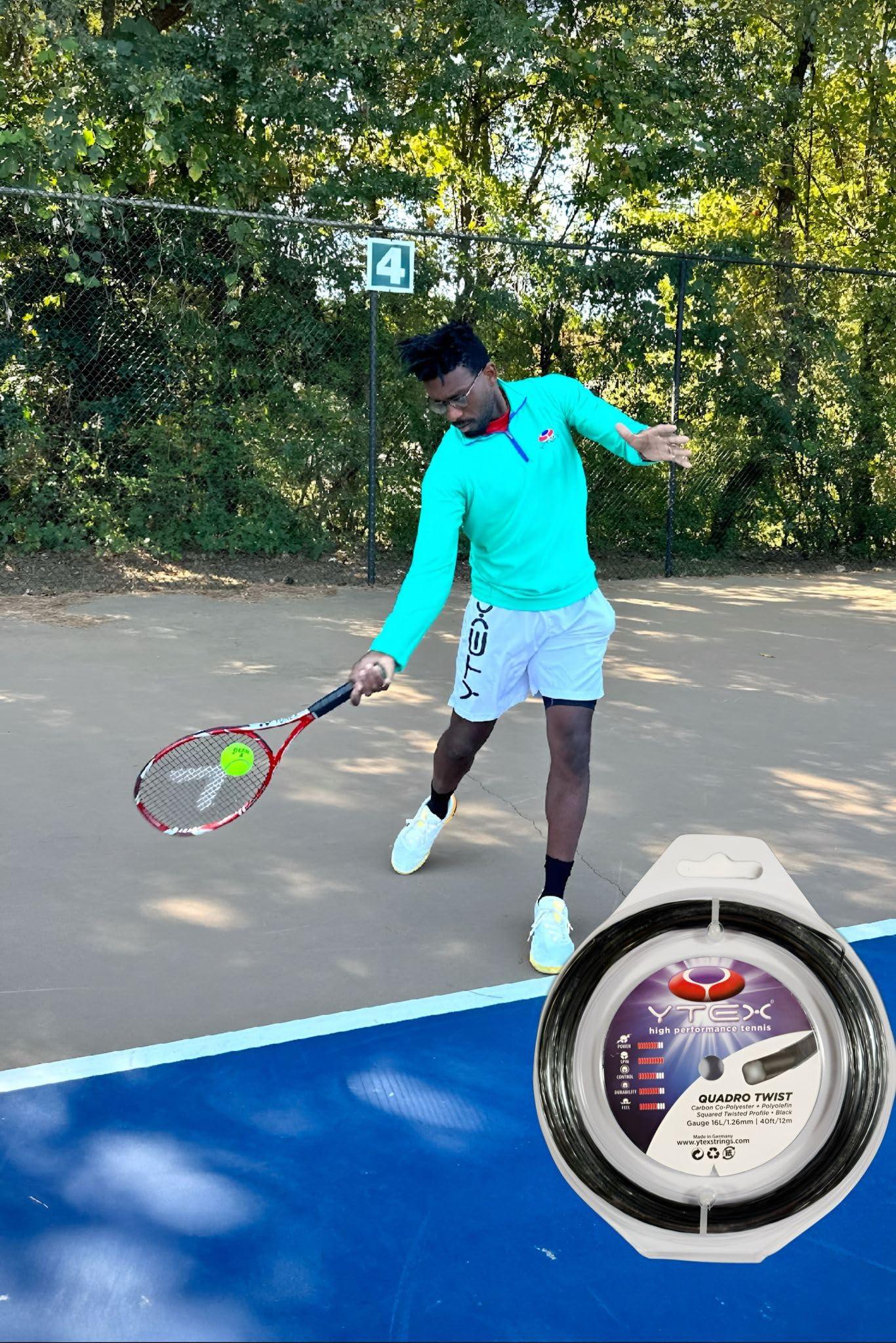 YTEX YTEX Quadro Twist Black Tennis Racquet String Set (16 Gauge, 1.26mm)