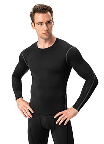 Queerier Men\'s Compression Long Sleeve Shirts, Cool Dry Sport Workout Underwear Shirt Athletic Baselayer Running Gym Tops