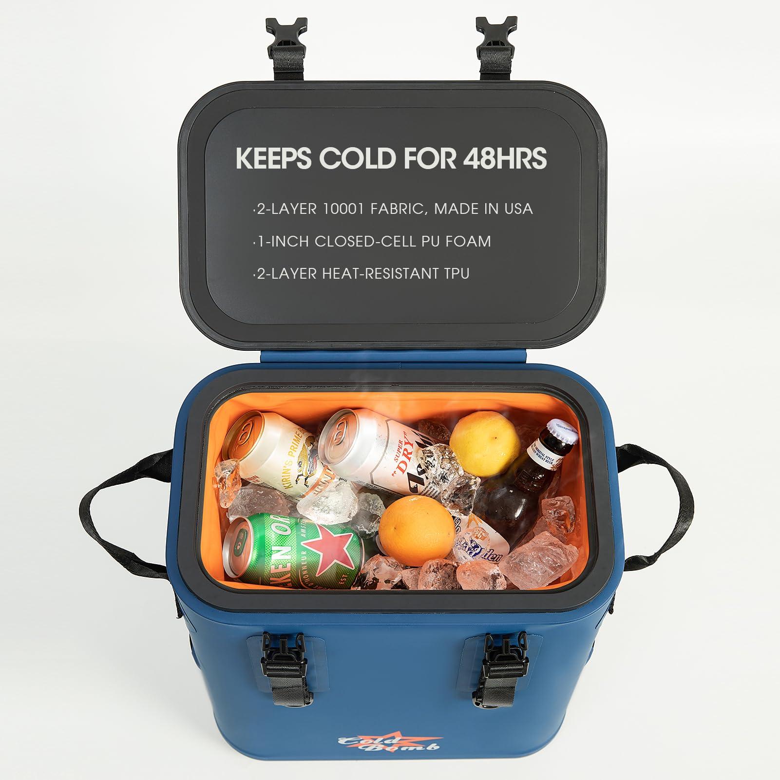 COLD BOMB Cold Bomb Magnetic Backpack Cooler Bag, Cold Retention Soft Coolers 30 Can Insulated Soft Sided Cooler with Waterproof Bag