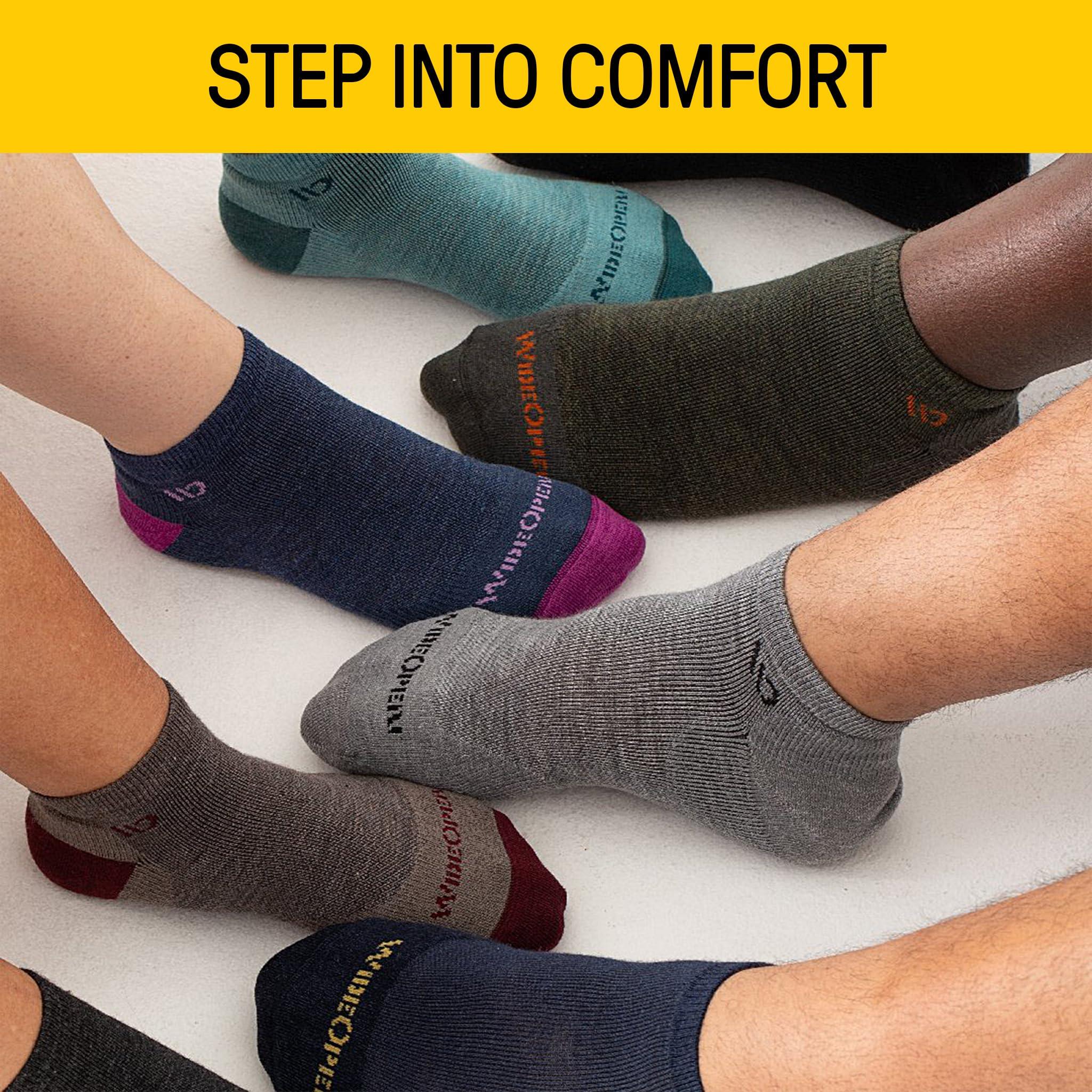 Wide Open Wide Open Quarter Women's Socks - Merino Wool for Women, Single Stripe Everyday Wide, Ankle Socks for Wide Feet - Taupe, Large