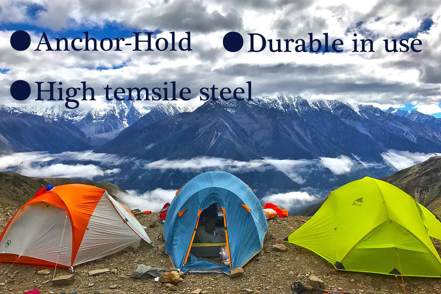 RIY 8 Pack Tent Stakes Heavy Duty 12 inch Steel Tent Pegs for Camping Unbreakable and Inflexible-Silver