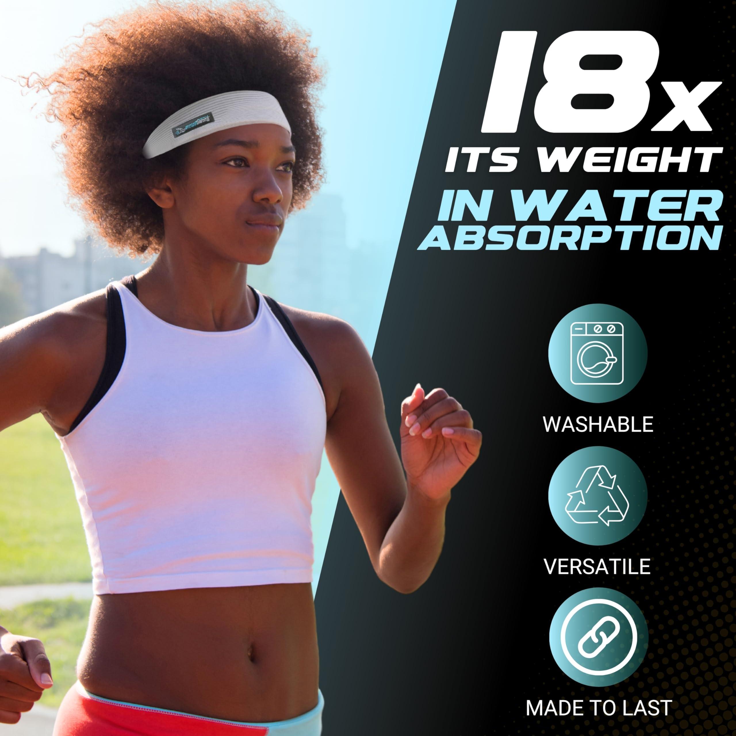 SweatHawg Headwear SweatHawg Double Absorbency Headband| Adjustable Sports Headband for Men & Women | Ultra-Wicking, Quick Drying and Cooling/Lightweight Sweat Control | Ideal for Work, Workouts, and Sports | White