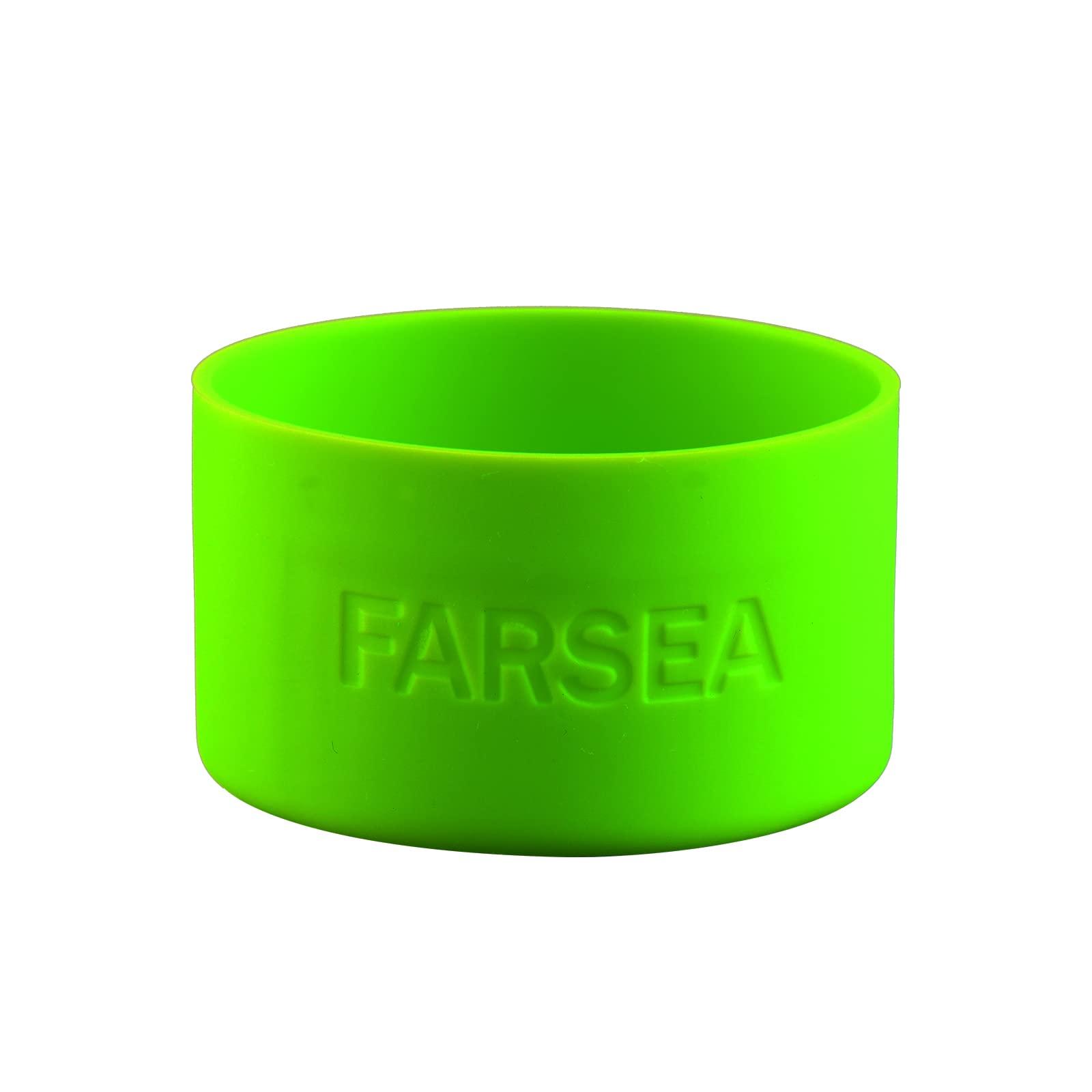 Farsea Farsea Protective Silicone Boot for 12oz - 40oz Stainless Steel Insulated Water Bottles, Anti-Slip Sleeve Cover, Bottom Boot (12-24oz, Lemon Green)