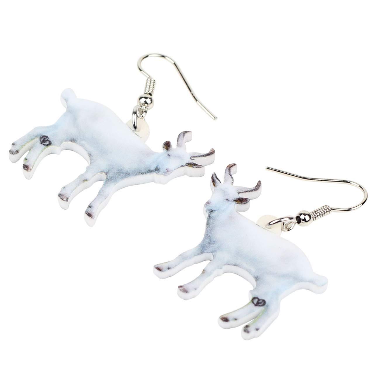 DUOWEI DUOWEI Acrylic Lovely Goat Earrings Novelty Drop Dangle Jewelry for Women Lovers Unique Gifts and Souvenir (White)