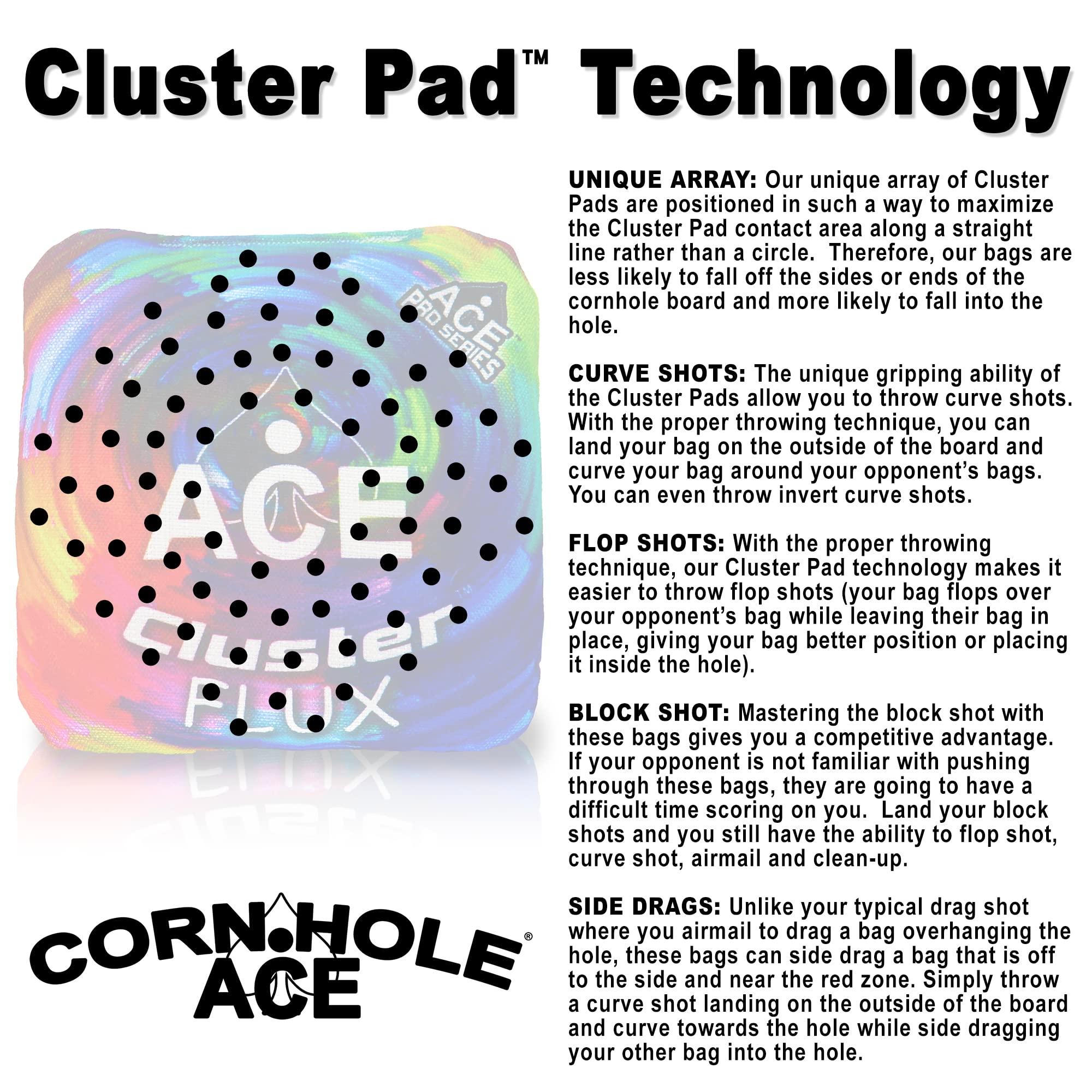 CornholeAce CornholeAce Ace Clusters | Orange (Set of 4 Bags) | ACE Pro Stamped | Cluster Pad Technology | Dual Sided Slick Stick All Weather | Professional Cornhole Bags