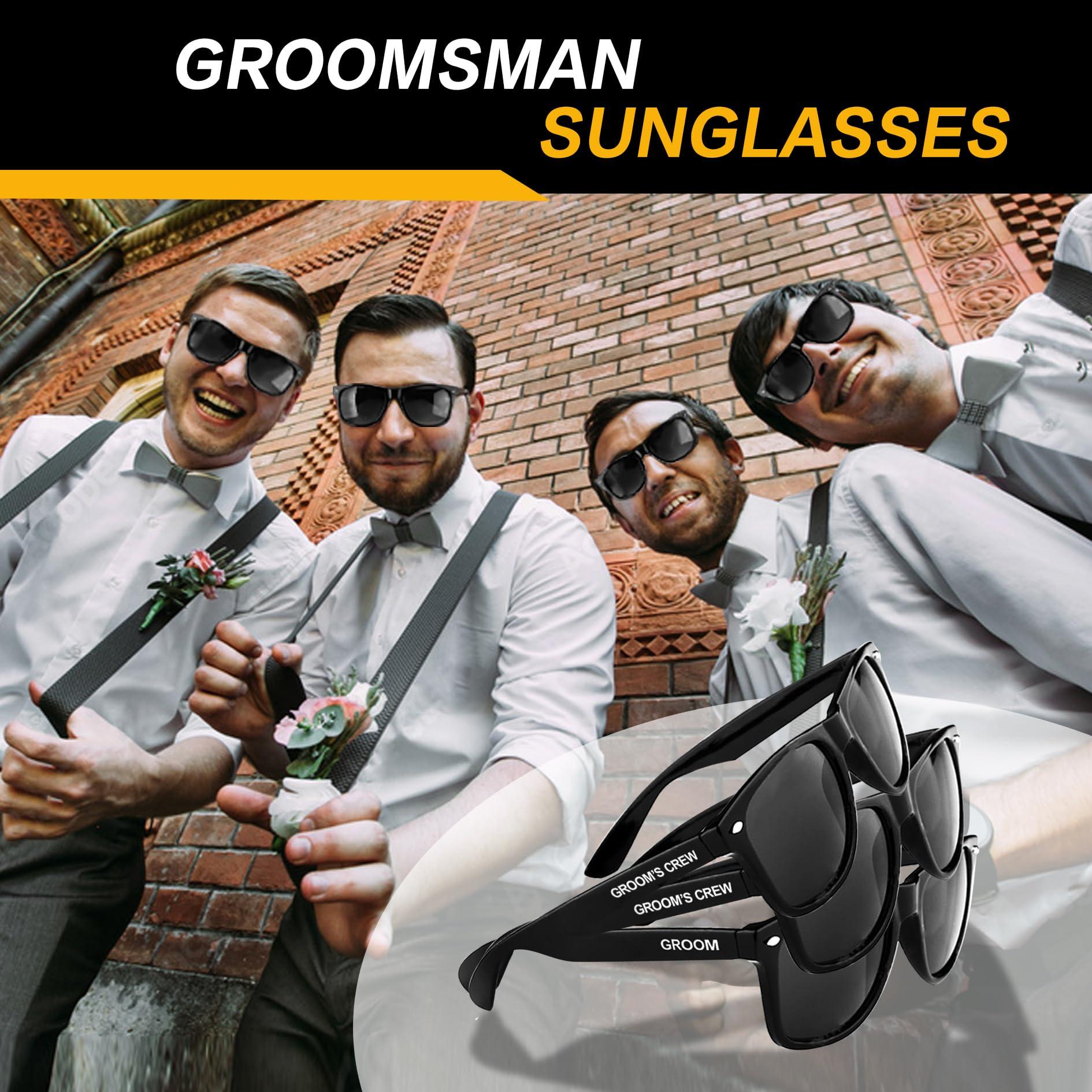 GroomBrideGifts GroomBrideGifts 8 Pack Groomsmen Sunglasses - Wedding Sunglasses Set for Groomsman Proposal Gifts, Bachelor Party Favors