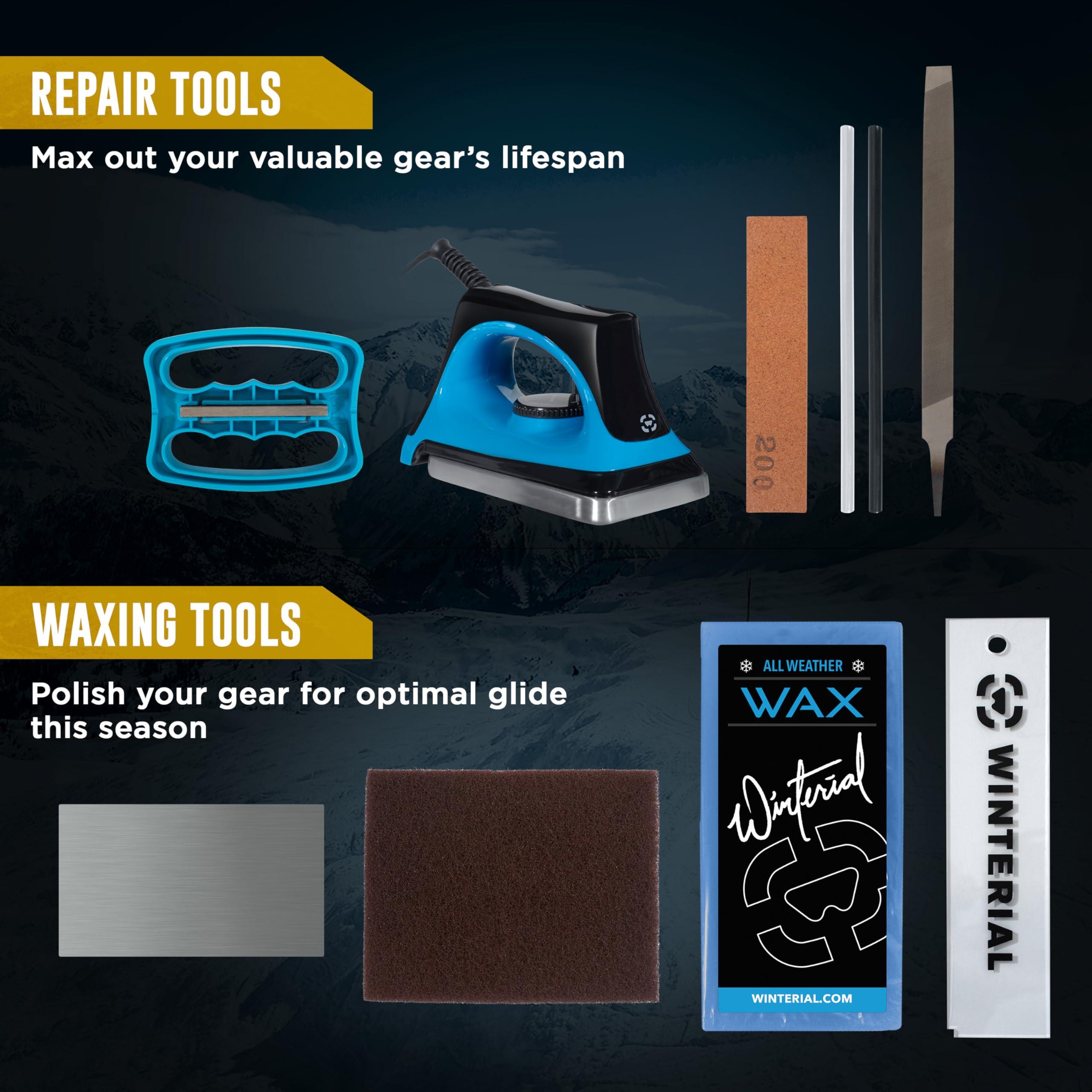 Winterial Winterial Snowboard and Ski Tuning Kit, with Iron, All-Temp Snowboard Wax, Angled Edge Tuner File, PTEX Rods and Wax Apron