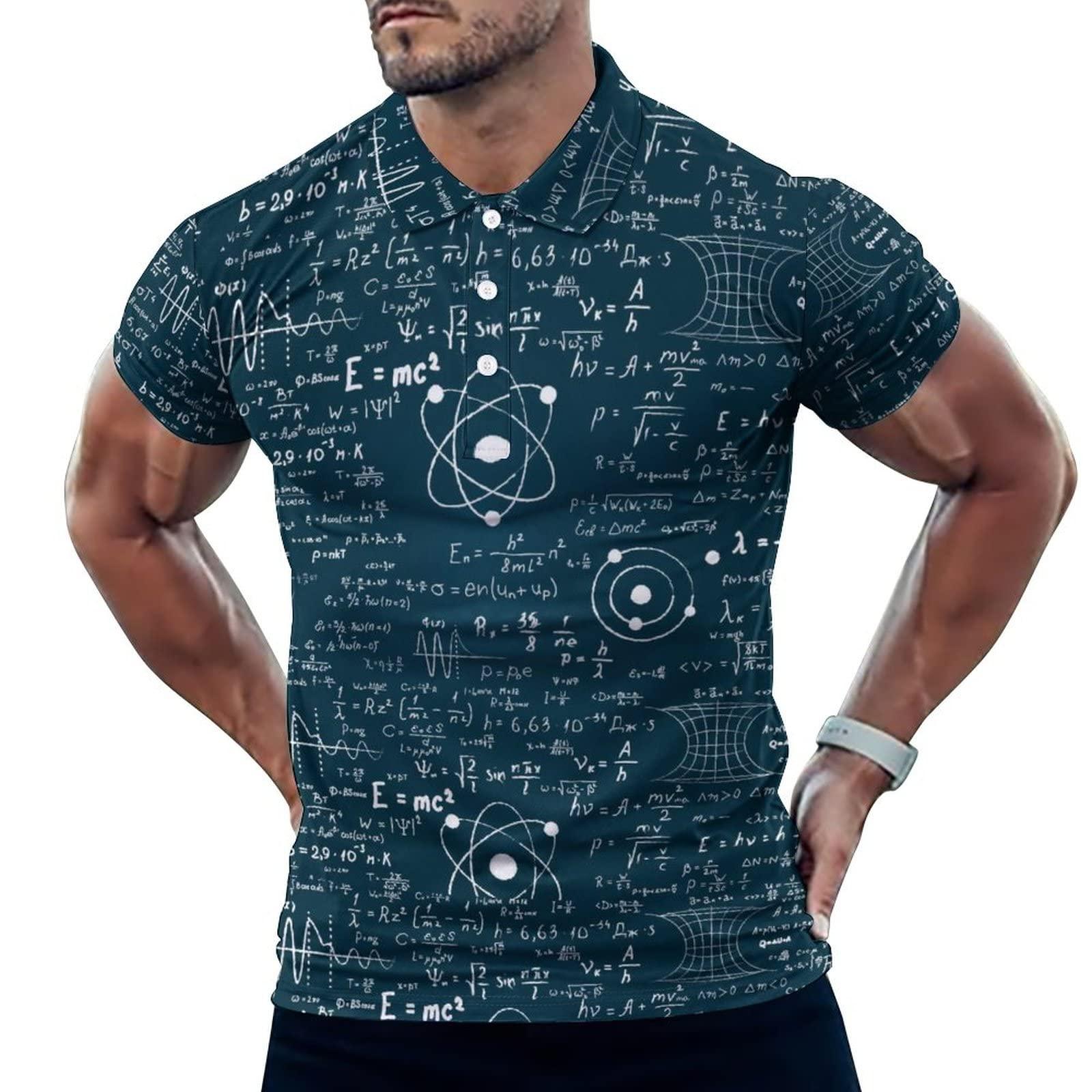 BAIKUTOUAN BAIKUTOUAN Physical Mathematics Science Formula Men's Golf Polo-Shirt Short Sleeve Jersey Tees Casual Tennis Tops XL