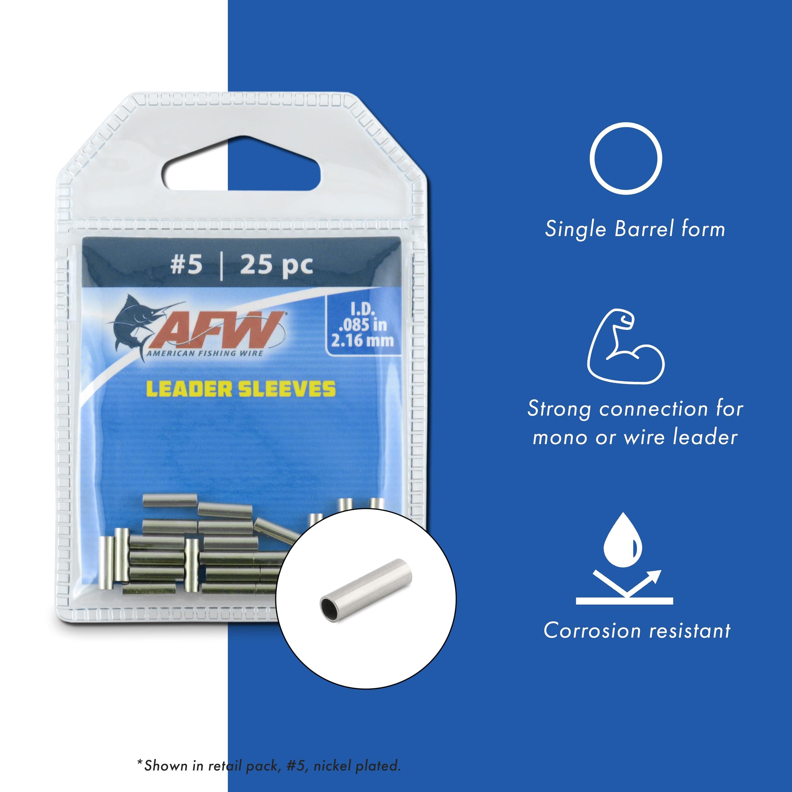 AFW AFW American Fishing Wire Single Barrel Crimp Sleeves, Size #4L/.071\", Nickel, 1,000 pc