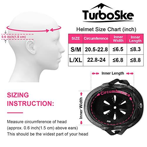 TurboSke TurboSke Skateboard Helmet, BMX Helmet, Multi-Sport Helmet, Bike Helmet for Kids, Youth, Men, Women (Pink, L/XL (22.8\"-24\"))