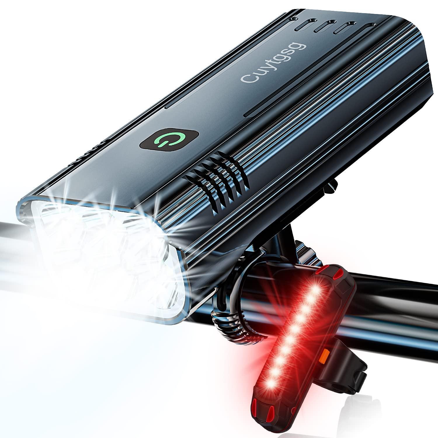 Cuytgsg 2025 New 6 LED 10000 Lumen Super Bright Bike Lights for Night Riding,360Rotatable Bike Headlight,Bicycle Light-10 Modes,Runtime 36+ hrs,Upgrade Waterproof USB Rechargeable Bike Light,with Taillight