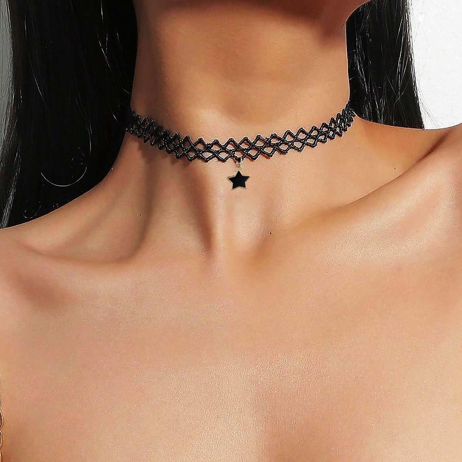 Olbye Olbye Elastic Choker Star Necklace Black Tattoo Choker Necklaces for Women Plastic Minimal Necklace Jewelry
