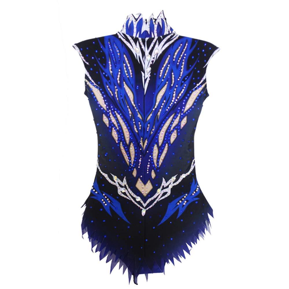 LIUHUO LIUHUO Rhythmic Leotards Dress Blue Girls Children Gymnastic Unitard Maxi Belly Performance Ballroom Ballet Exotic Ddancewear