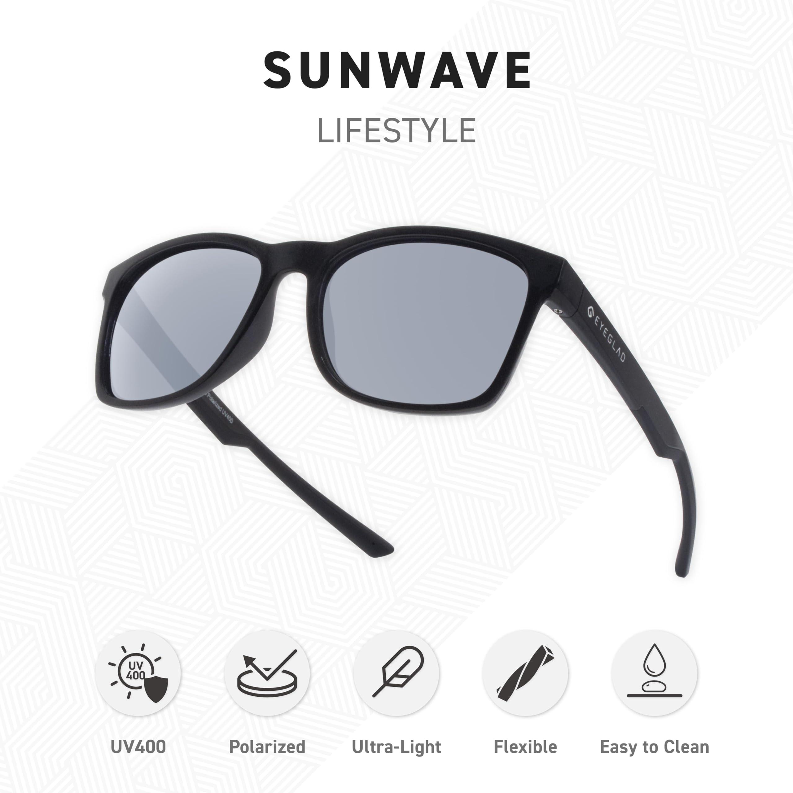 EYEGLAD EYEGLAD SUNWAVE Ultra-lightweight Design Lifestyle Sunglasses Outdoor Fishing Polarized UV400 Protection Men Women Running Sports (Onyx Black)