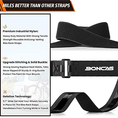 Boncas Boncas Adjustable Bike Rack Strap 24\" Bicycle Wheel Stabilizer Straps with Innovative Gel Grip Keep The Bicycle Wheel from Spinning - Black 4 Pack