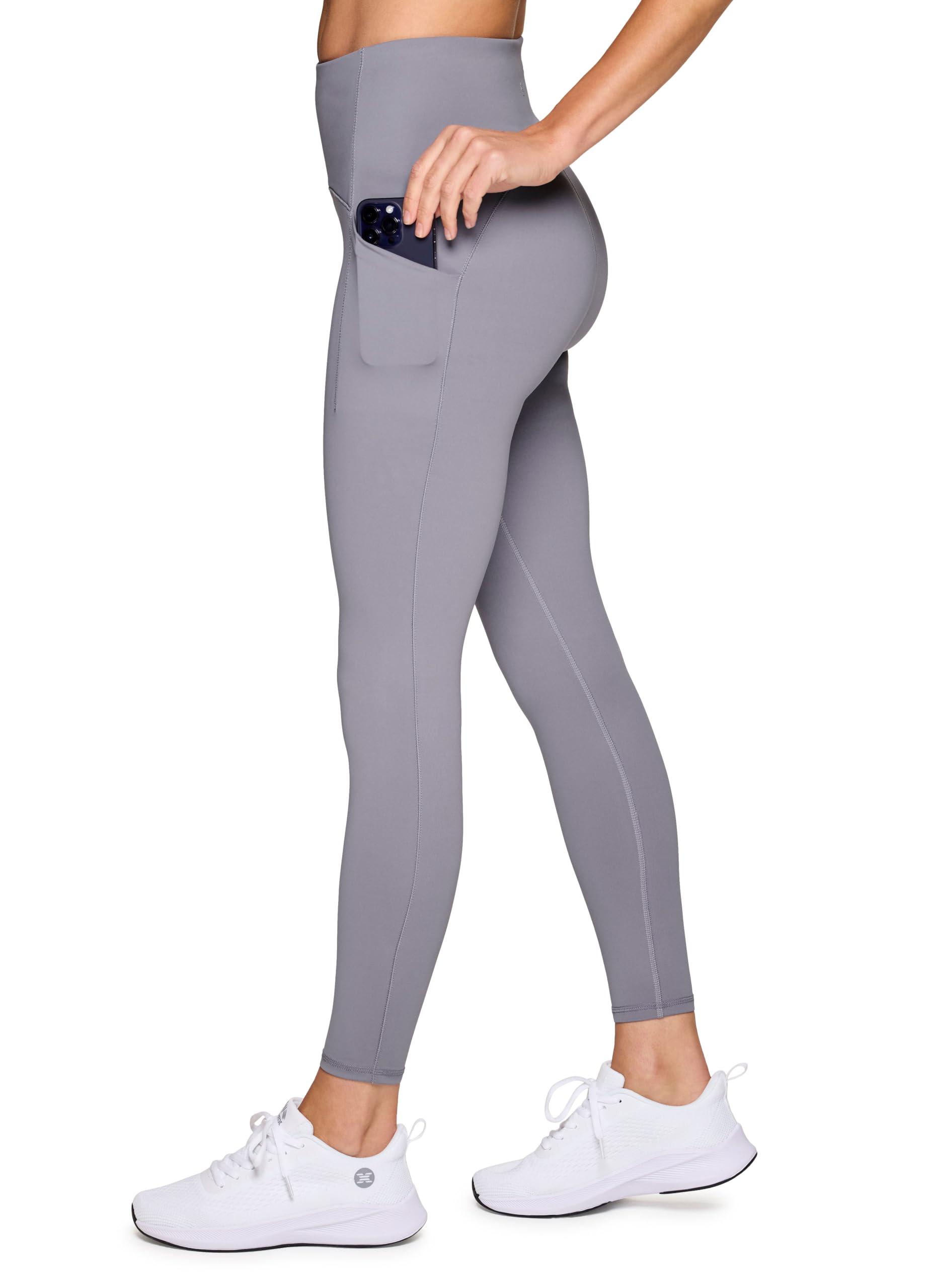 RBX RBX Women's Squat Proof 7/8 Legging with Pockets, Quick Dry Running Leggings with Curved High Rise Waistband with Plus Sizes Dolphin Grey L
