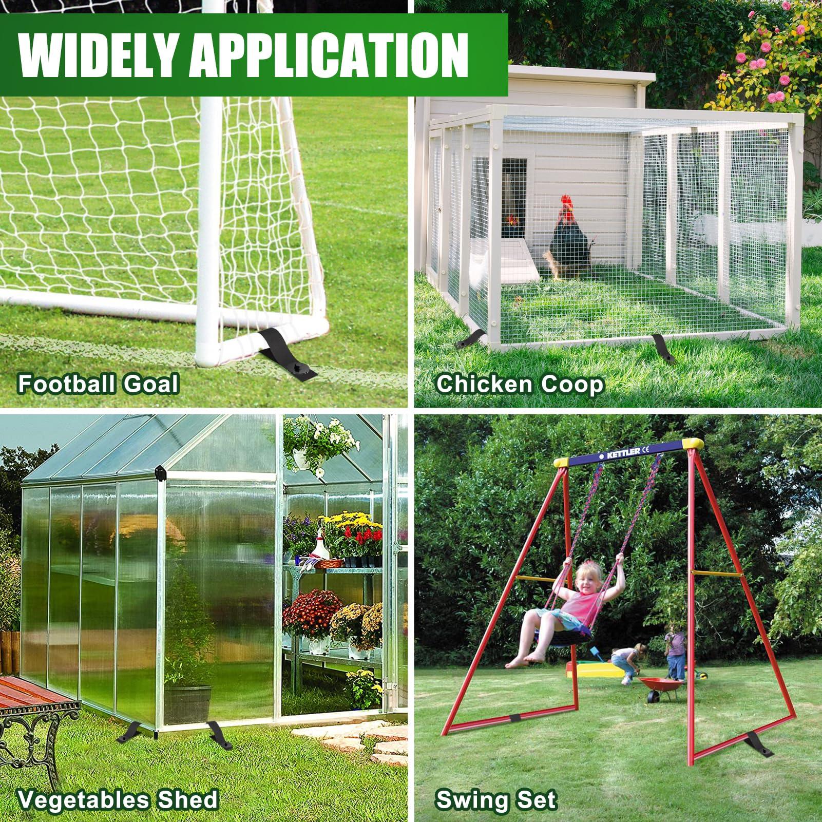 Eurmax Eurmax USA Ground Anchors Screw in Trampoline Anchors High Wind Tent Stakes Heavy Duty Ground Stakes Trampoline Stakes Anchor Kit Set of 4 Bonus 4 Strong Belt (Black)