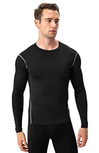 Queerier Men\'s Compression Long Sleeve Shirts, Cool Dry Sport Workout Underwear Shirt Athletic Baselayer Running Gym Tops