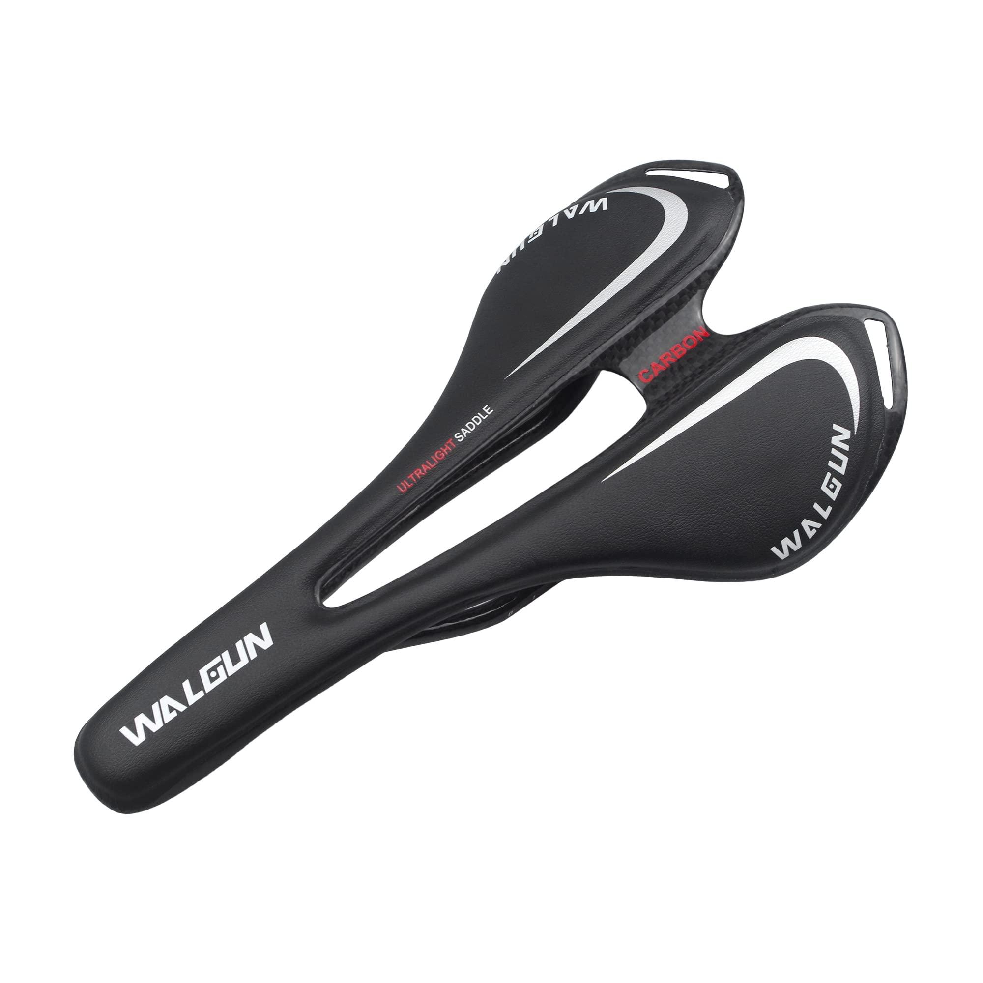 WALGUN WALGUN WG998 Comfortable Carbon Bike Saddle for Men Women Road MTB Mountain Bike Carbon Bike Seat with Oval Rail 7x9 Lightweight Bicycle Carbon Saddles 143mm (Black)