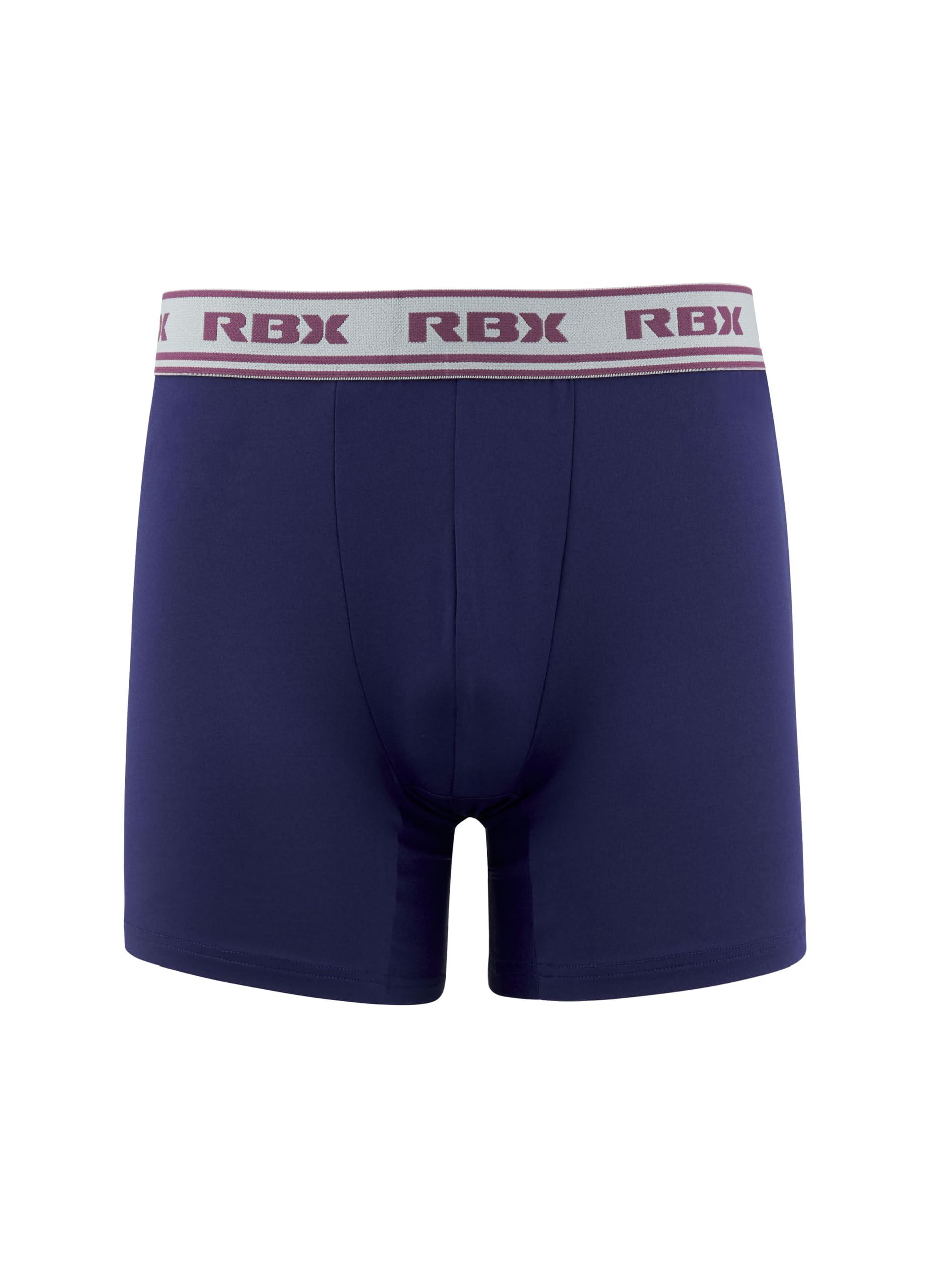 RBX RBX Active Boxer Briefs for Men, 4-Pack Quick Drying Moisture Wicking Underwear Active Underwear Fitted Boxers Multipack Black/Grey/Maroon/Navy S