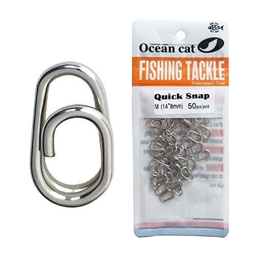 OCEAN CAT OCEAN CAT Fast Snaps Clip Stainless Steel Power Clips On Fishing Clips Connector Easy&Quick Change Lure Snaps for Freshwater Saltwater Kayak Drifting Fishing (L (16mm), 250 pcs)