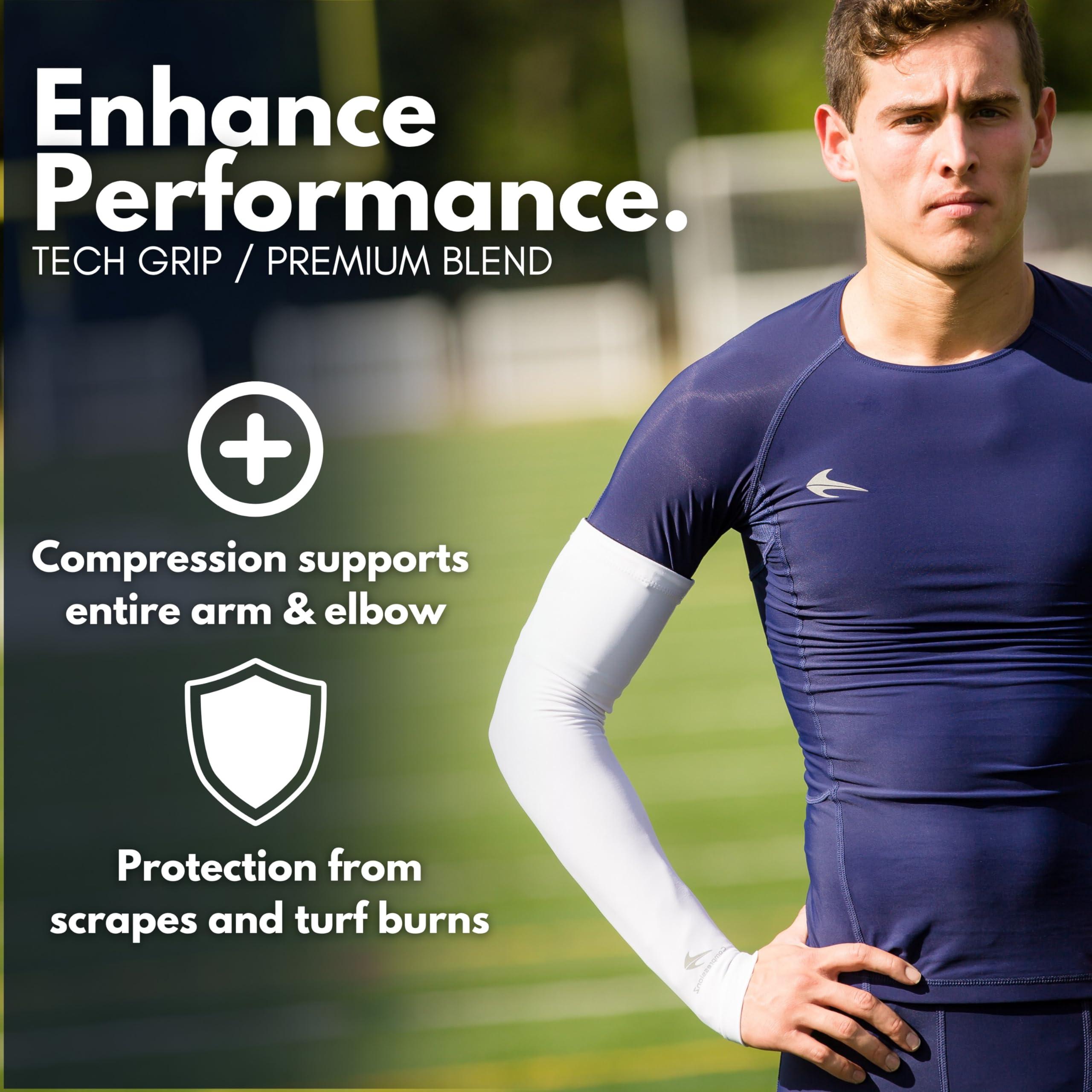 CompressionZ Compression Arm Sleeves for Kids Cooling, Football, Basketball, Golf, UV Sun