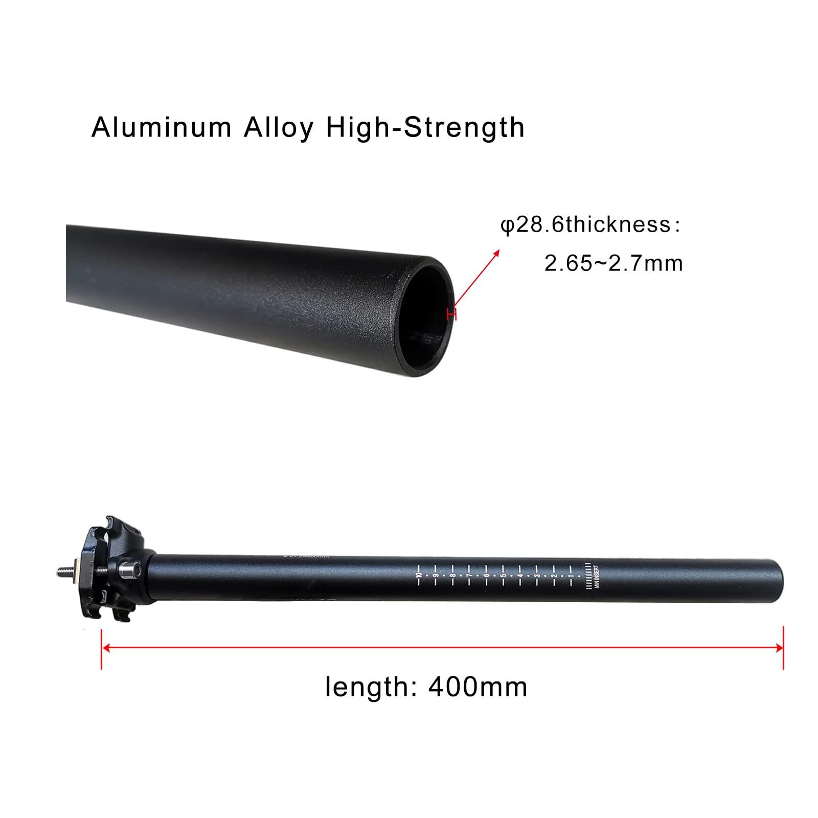 UPANBIKE UPANBIKE Bike Seatpost Aluminum Alloy Adjustable Seat Post 400mm Length Diameter 25.4/27.2/28.6//30.9/31.6mm for Mountain Bike Road Bicycle(28.6mm*Black)