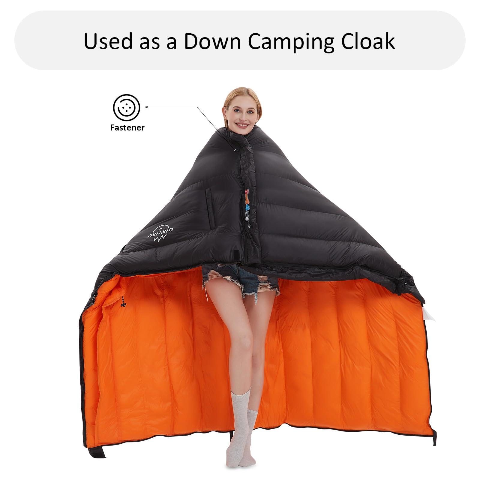 OMVMO OMVMO 0 20 Degrees F Down Sleeping Bag for Adults,4 Season Envelope Down Fiber Sleeping Bag for Backpacking Camping,Wearable Sleeping Bag with Arm Holes,Move Freely While Wearing.Ultralight,Compact.