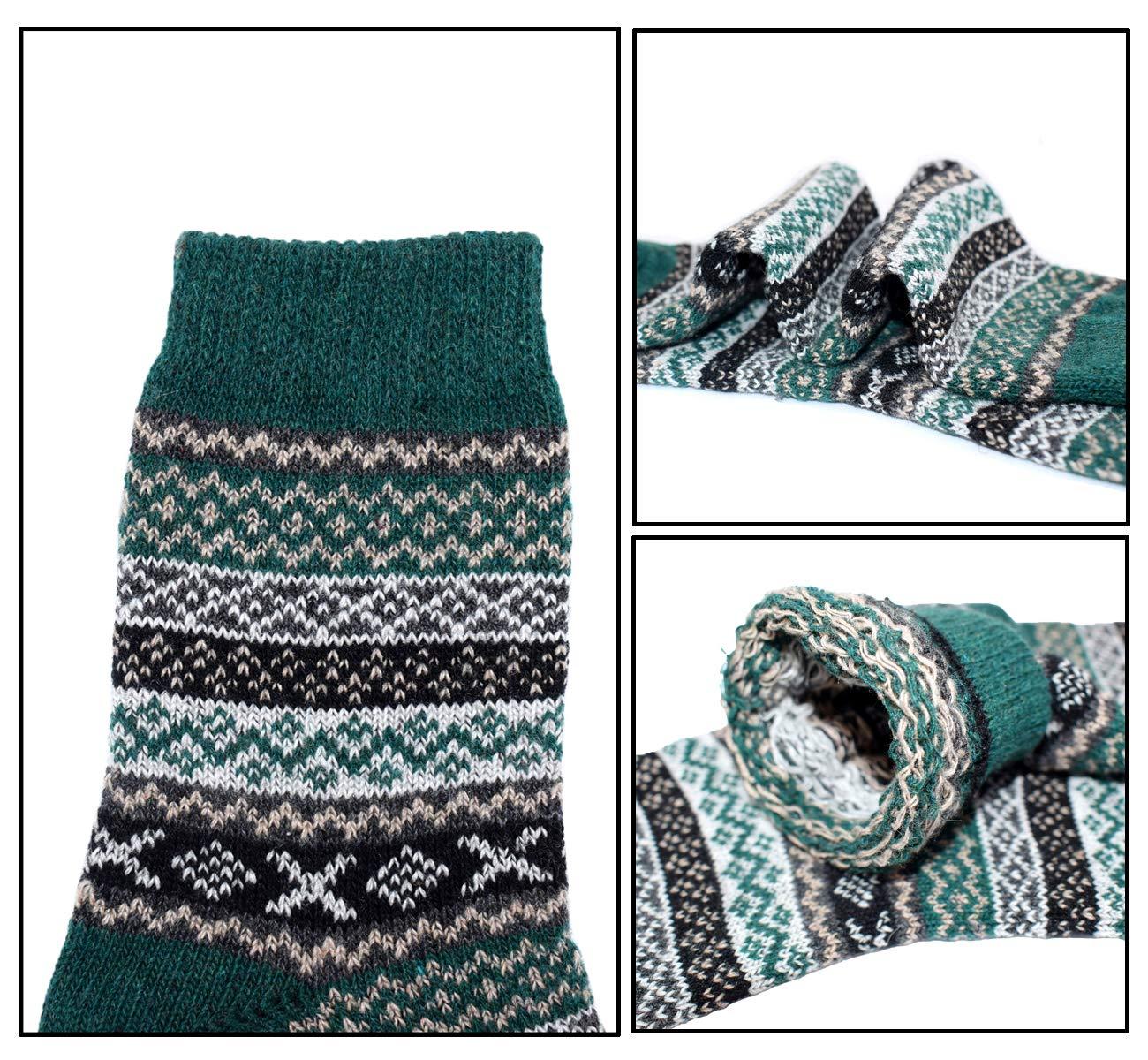 YZKKE YZKKE 5Pack Womens Vintage Winter Soft Warm Thick Cold Knit Wool Crew Socks, Multicolor, free size