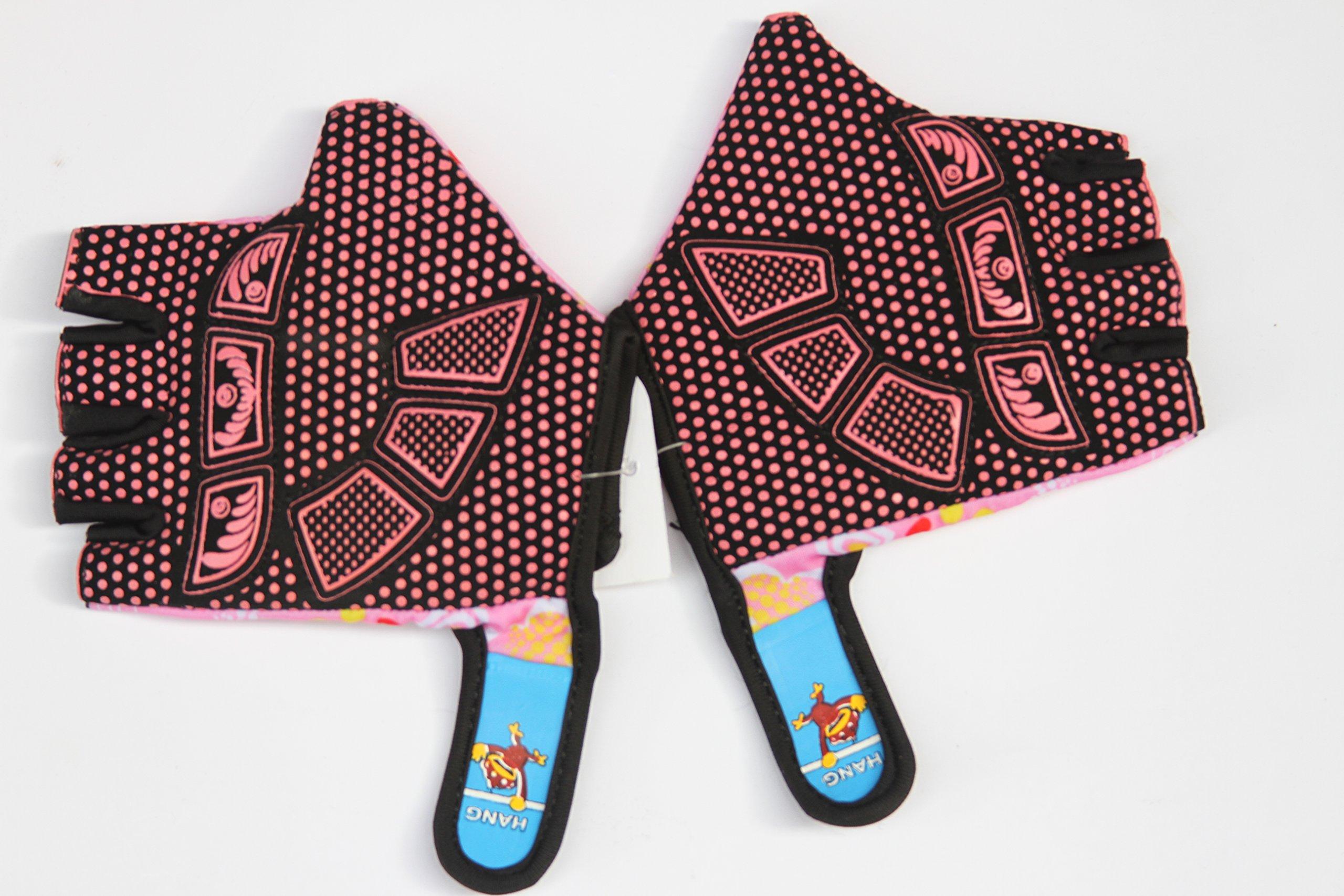 HANG Monkey Bar Gloves with Grip Control (Children 7 and 8 Years Old) Climbing Fingerless Pink Gloves