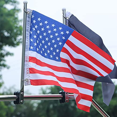 Hoffen 2 PCS Stainless Steel Rail Mount Boat Pulpit Staff, boat yacht marine flag pole(7/8\" - 1\")
