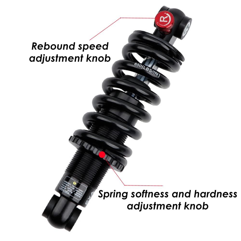 JFOYH JFOYH Coil+Oil Shock Absorber Adjustable Damping Hydraulic Rear Shocks for MTB/E-Bike/Scoters, 125MM/150MM/165MM/190MM 550LBS/650LBS/1000LBS/1500LBS - 165MM*1500LBS