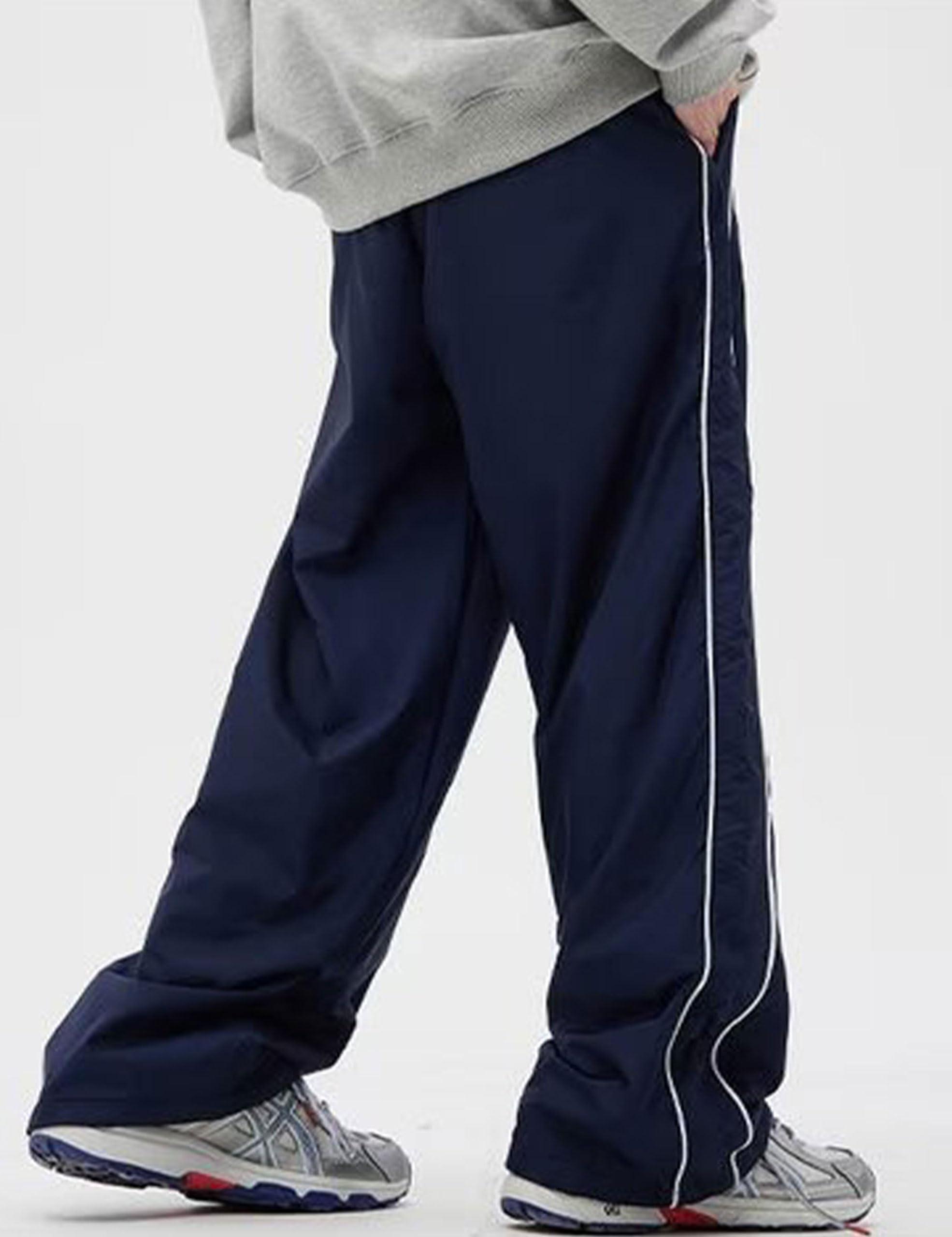 FCOOLYEET FCOOLYEET Mens Y2k Sweatpants Baggy Track Pants Streetwear Pants Harajuku Joggers Wide Leg Parachute Pants for Men Blue