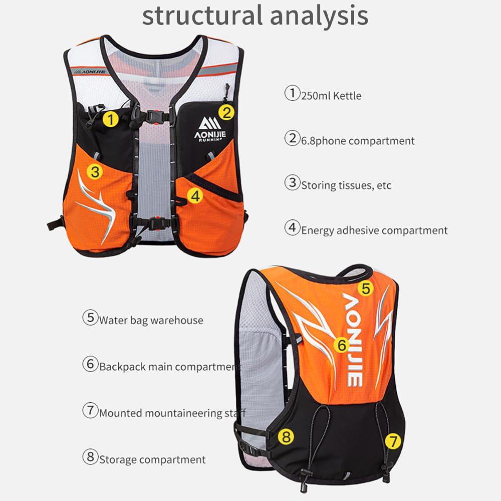 YOUGLE YOUGLE Kids Hydration Backpack 3L Lightweight and Breathable Running Hydration Vest with Whistle for Hiking Cycling (Blue with 750ml Bottle)