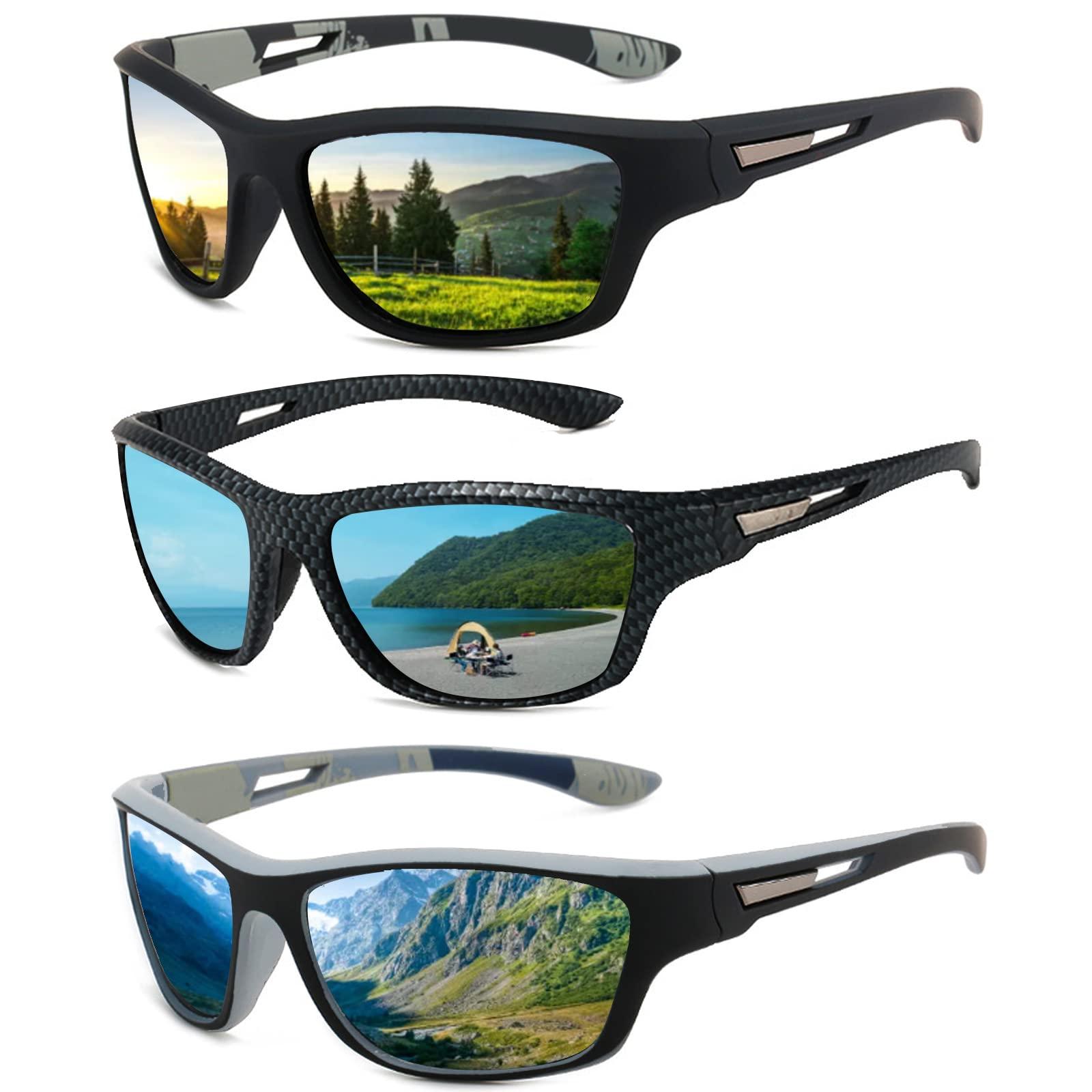 SUNOVELTIES SUNOVELTIES 3 Pcs Black Polarized Sunglasses Mens/Women Sport Glasses UV400 Driving Fishing Running Cycling Shades Sun Glasses