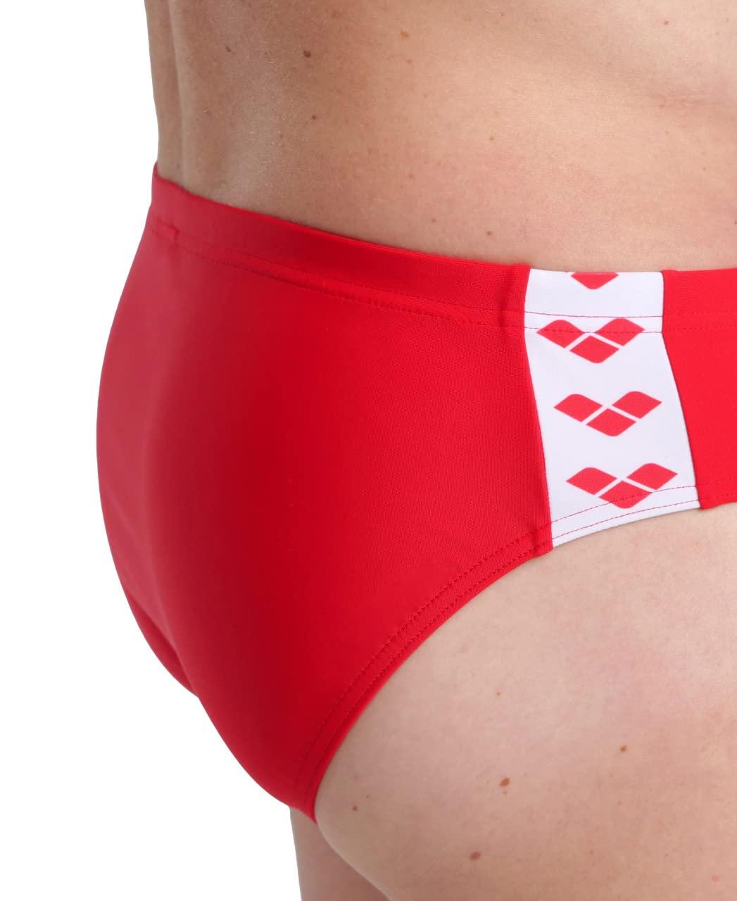 ARENA ARENA Feel Icons Solid Men's Swim Brief Waterfeel Stretchy Fitness Swimming Stylish Suit, Red, 34